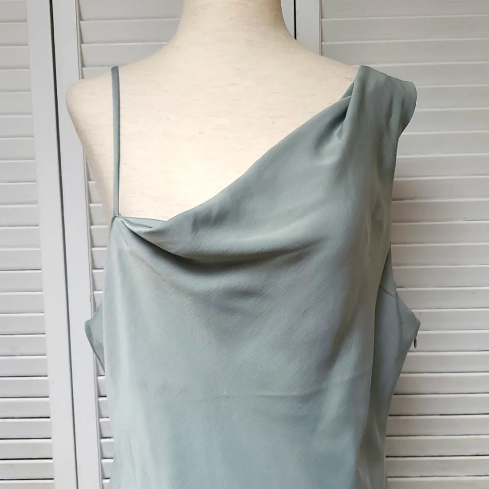 Lulus Instant Impression One-Shoulder Dress in Sage Green Size XL. - Picture 6 of 8